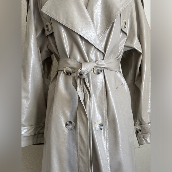 MEOTINE BOBBY TRENCH VEGAN LEATHER - LIGHT GREY - Picture 6 of 13